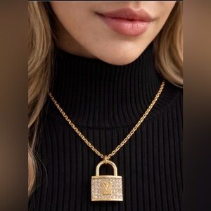 LV Vintage EUC Gold Tone stamped 
Lock on 18" 18kt over titanium
 rope chain